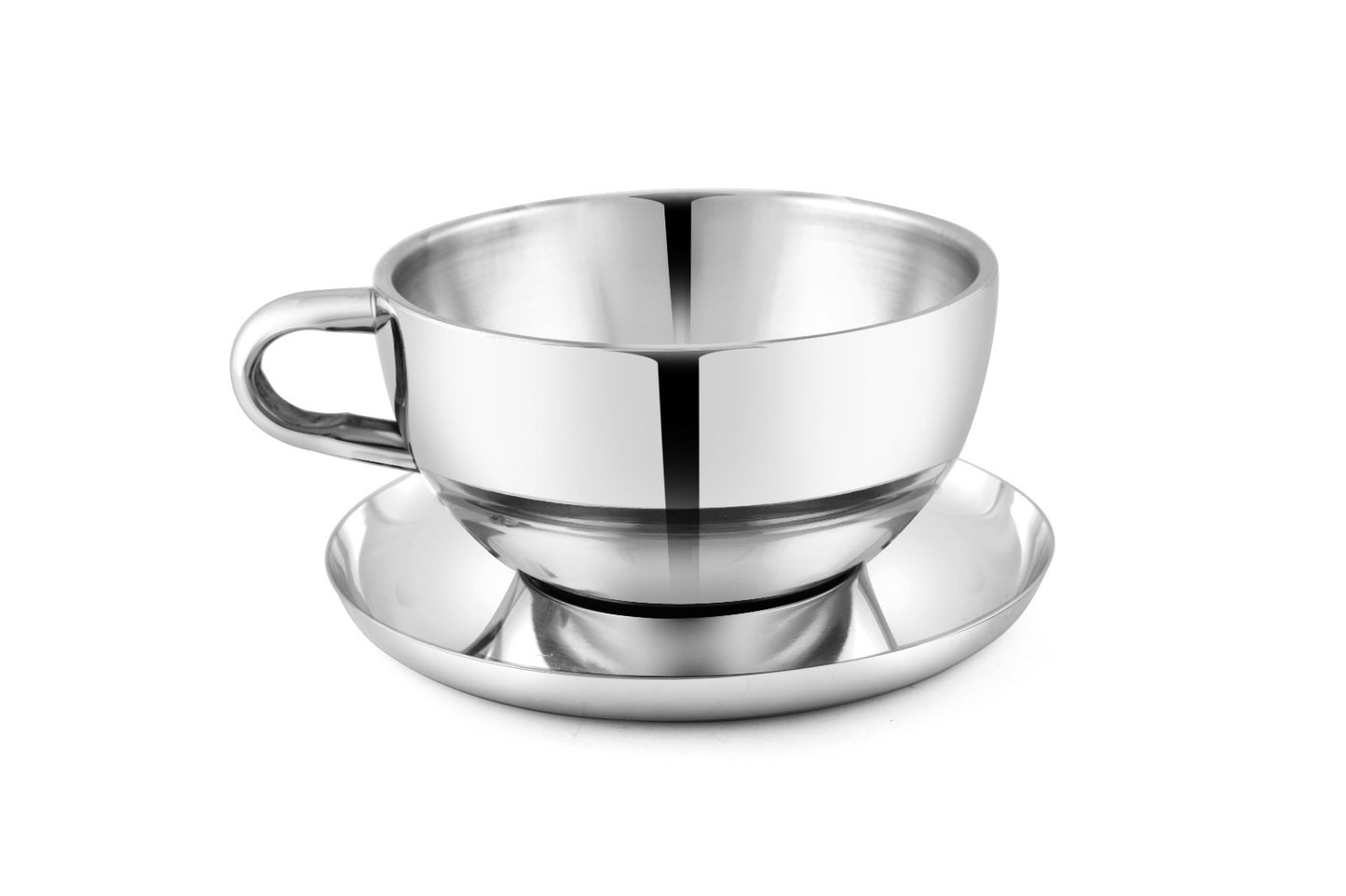 Stainless Double Wall Mug with a Saucer